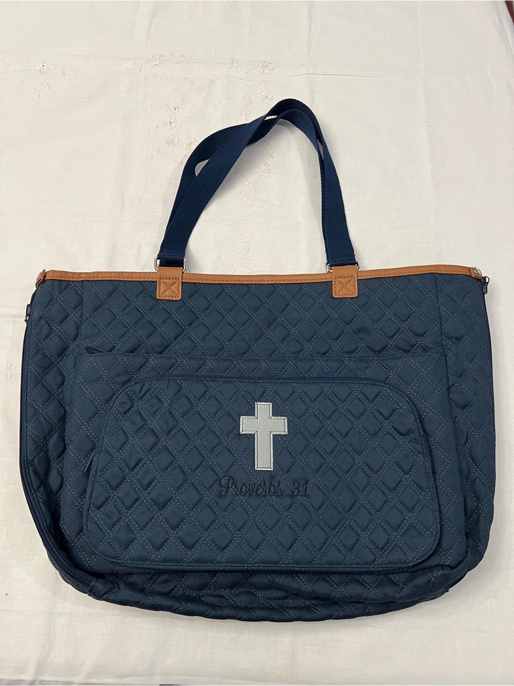 Blue Flower Thirty-One Tote Double Take Tote Reversible